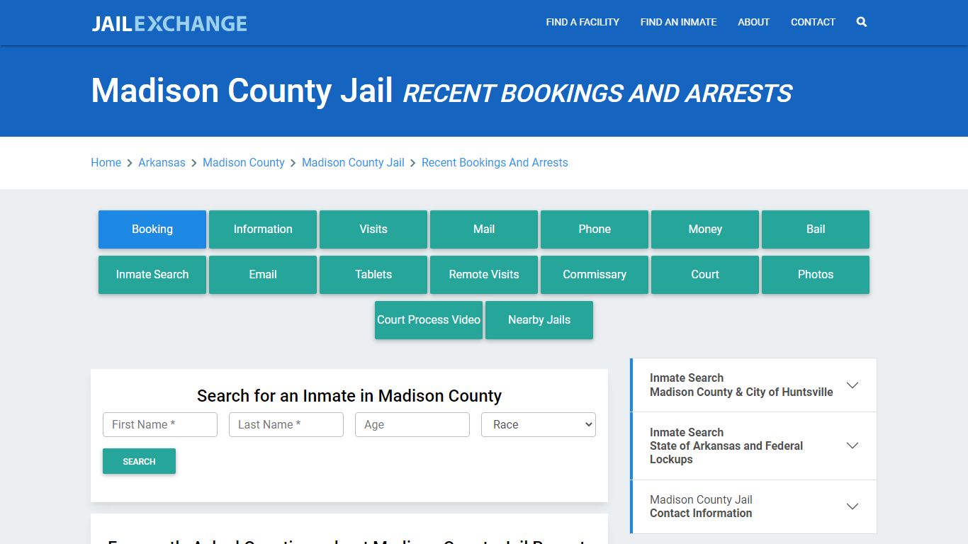 Madison County Jail AR Recent Arrests and Bookings - Jail Exchange